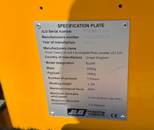 JLG Power Tower EcoLift 2.2 – Piattaforma aerea manuale compatta